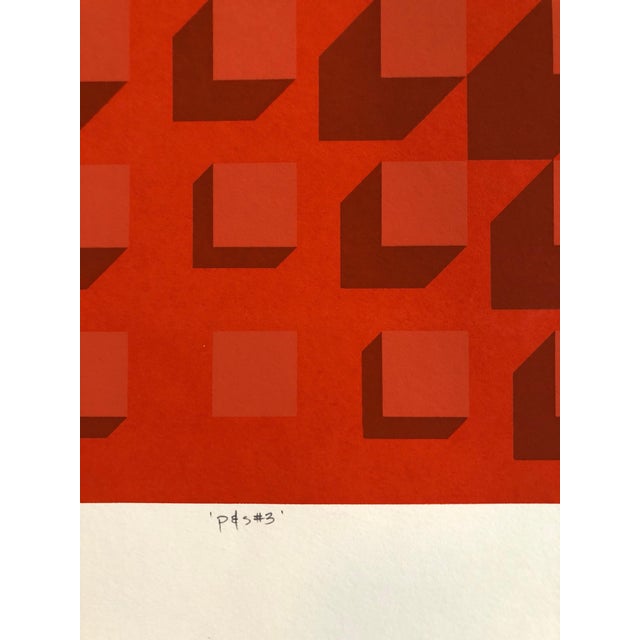 Paul M. Levy, Abstract Geometric 1970s Vintage Silkscreen Screen Print Manner of Vasarely, 1970 For Sale - Image 4 of 6