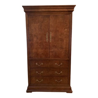 Henredon Charles X Style White Ash Burl Armoire For Sale