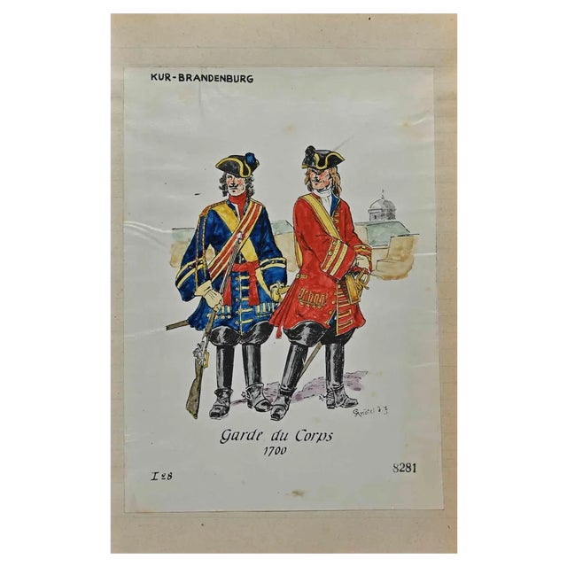 Herbert Knotel, Garde Du Corps Kur Brandenburg 1700, Original Drawing, 1940s For Sale