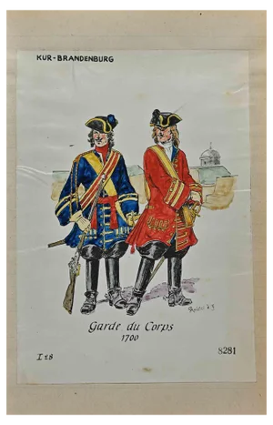 Herbert Knotel, Garde Du Corps Kur Brandenburg 1700, Original Drawing, 1940s