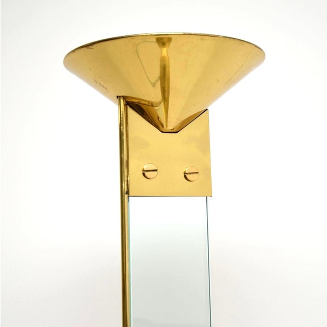 Vintage Italian Brass and Glass Floor Lamp attributed to Max Baguara for Lamperti, 1970 For Sale - Image 4 of 8
