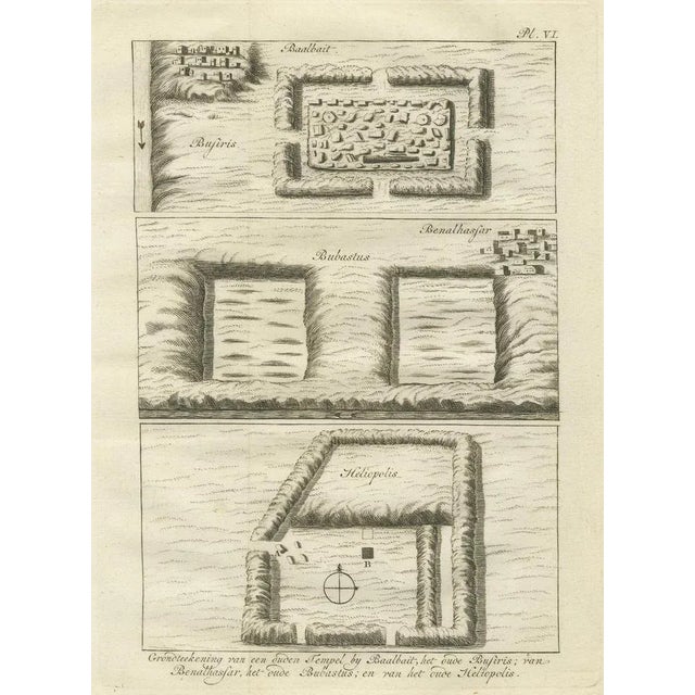Paper Pococke, Ancient Temple and Ruin Plans, Egypt, Baalbek, Bubastus, Heliopolis, 1776, Print For Sale - Image 7 of 10
