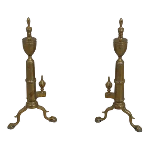Rostand Chippendale Style Brass Fireplace Andirons