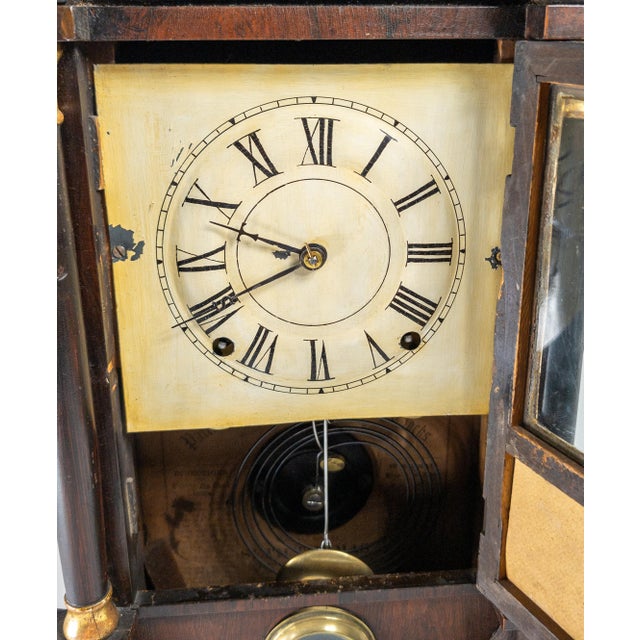 19th Century Empire Style Rosewood Veneered Column Mantle Clock by Seth Thomas For Sale - Image 9 of 18