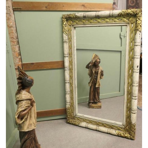 A Large Hand Carved Italian Wall Mirror The large 7” wide Mirror Shabby Style Frame is Beautifully Carved it has deep...