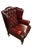 English Chesterfield Wingback Armchair in Dark Red Leather For Sale - Image 4 of 9
