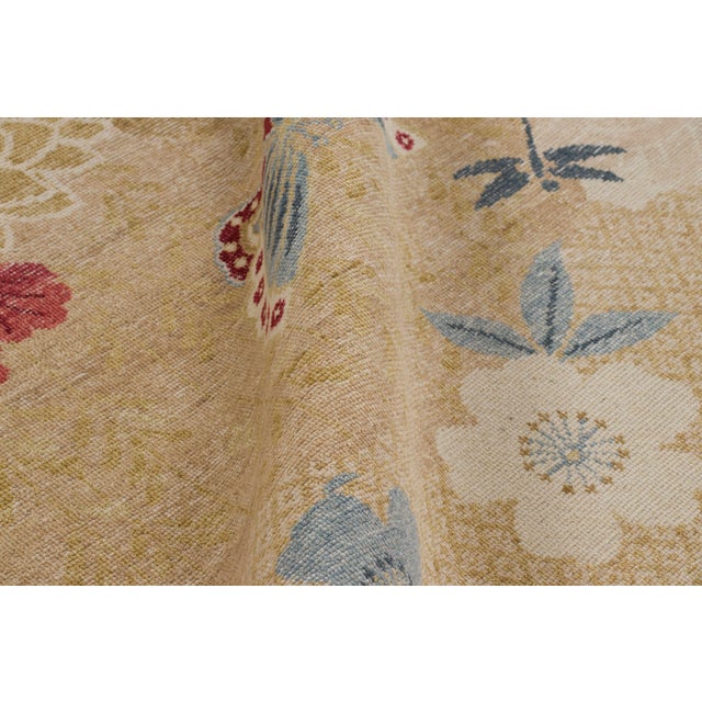 Textile Contemporary Japanese Botanical & Seigaiha Wave Wool Rug by Rug & Kilim, India For Sale - Image 7 of 10