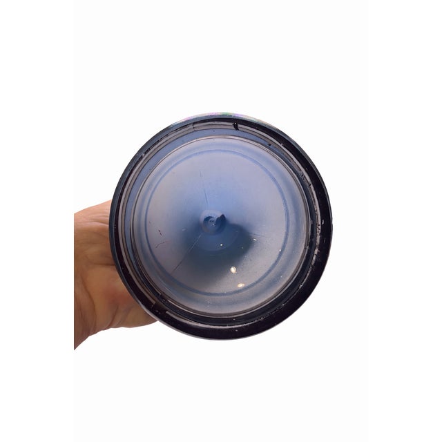 Glass 1930's Depression Era Periwinkle Blue Candlesticks. For Sale - Image 7 of 8