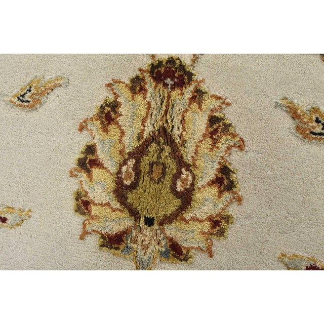 Agra Rug 6'2'' X 9'6'' Cream Wool/Silk Traditional Hand-Knotted Oriental Carpet For Sale - Image 9 of 12
