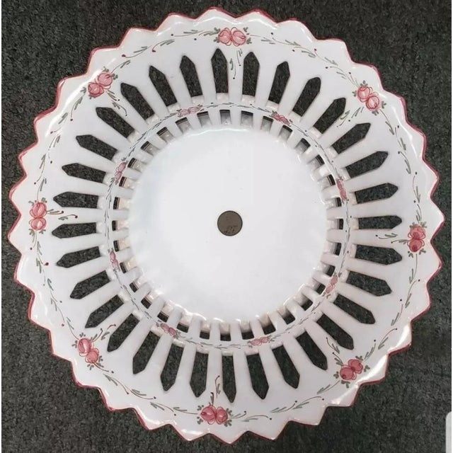 French French Faience d'Art Malicorne Pottery Compote For Sale - Image 3 of 5