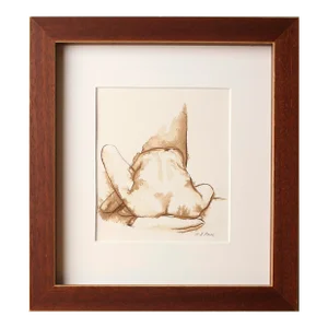 Original Nude Female Framed Figure Drawing in Brown Ink