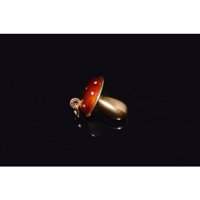 Red Italian 18k Gold Enamel Toadstool Red Mushroom Fungi Charm Pendant For Sale - Image 8 of 8