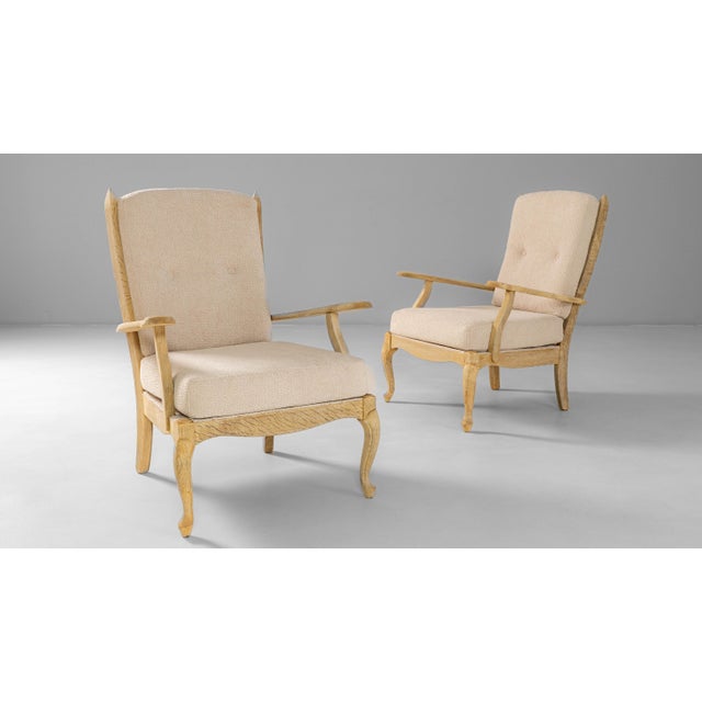 French 1960s French Louis XV Style Oak Armchairs With Upholstered Cushions - A Pair For Sale - Image 3 of 18