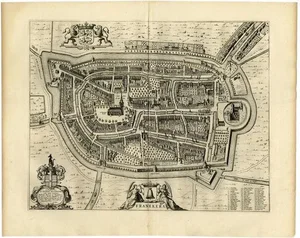 Antique Map of the City of Franeker by Blaeu, 1652
