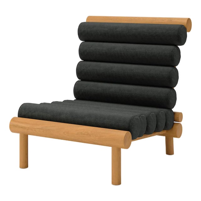 Rishon Teak Outdoor Lounge Chair – Alpine Modern Design in Sunbrella Canvas Black For Sale