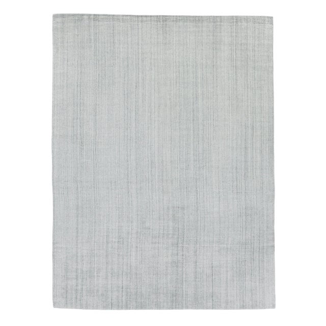 Hamm Hand loom Wool/Viscose Silver Rug-10'x14" For Sale