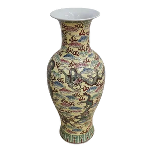 20th Century Painted Enameled Drilled Chinese Vase