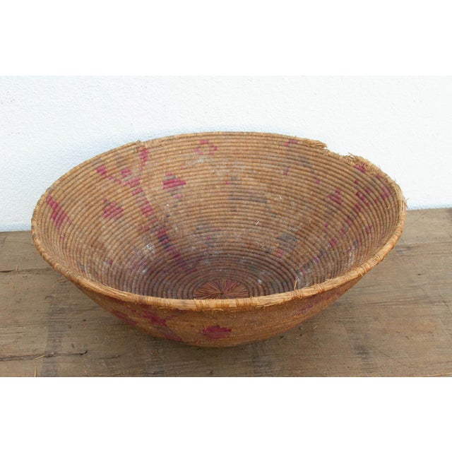 Contemporary 28" Dm Faded Motif Handwoven Gathering Basket For Sale - Image 3 of 10