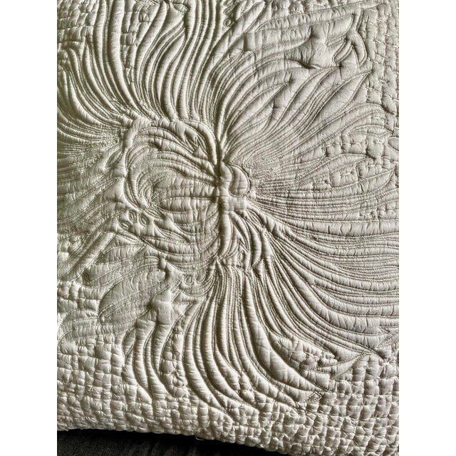 2010s Dahlia Floral Hand Quilted Decorative Silk Pillow Cover For Sale - Image 5 of 7