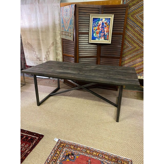 Timothy Oulton Sassafras & Iron Modern Dining Table For Sale - Image 6 of 13