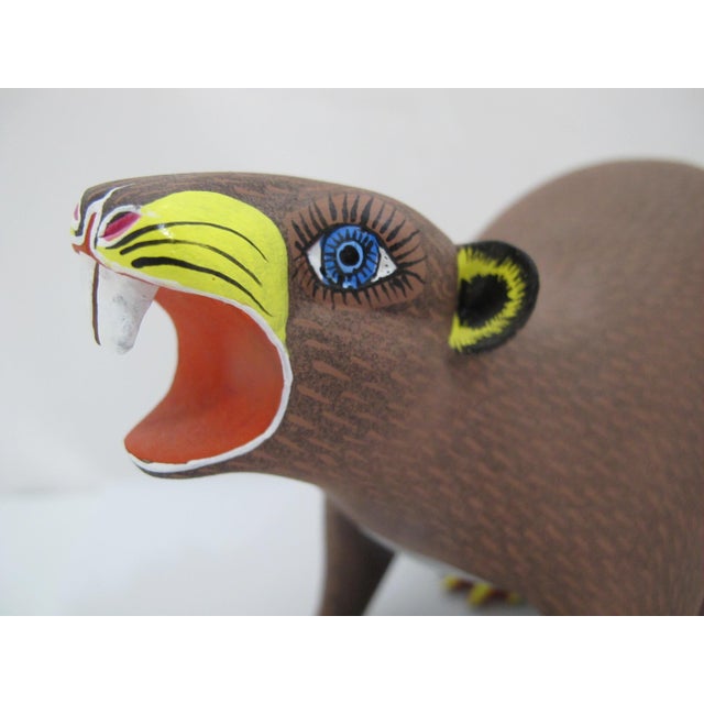 Mexican Alebrije Carved Copal Wood Beaver Oaxaca Mexico Folk Art Animal Figurine For Sale - Image 3 of 13