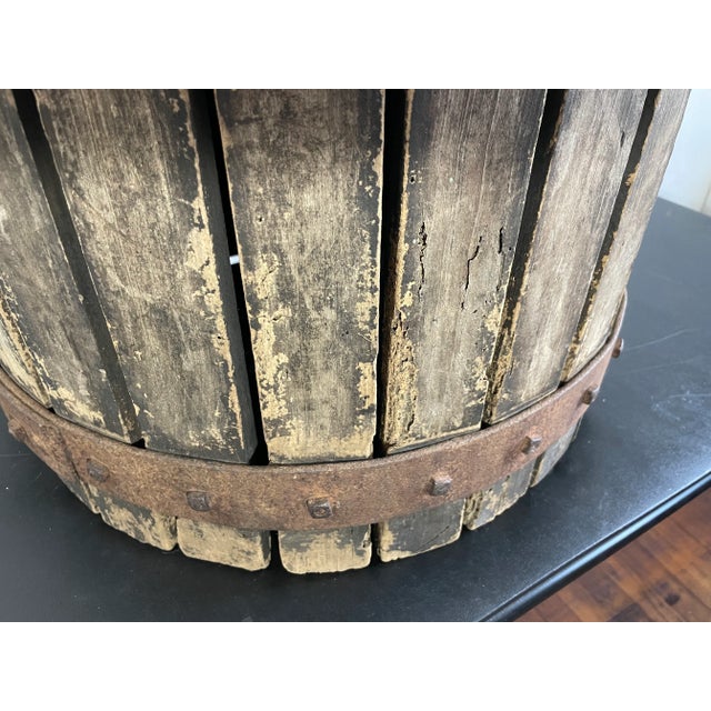 Wood Antique Wooden Wine Press Basket Side Table Plant Stand For Sale - Image 7 of 9