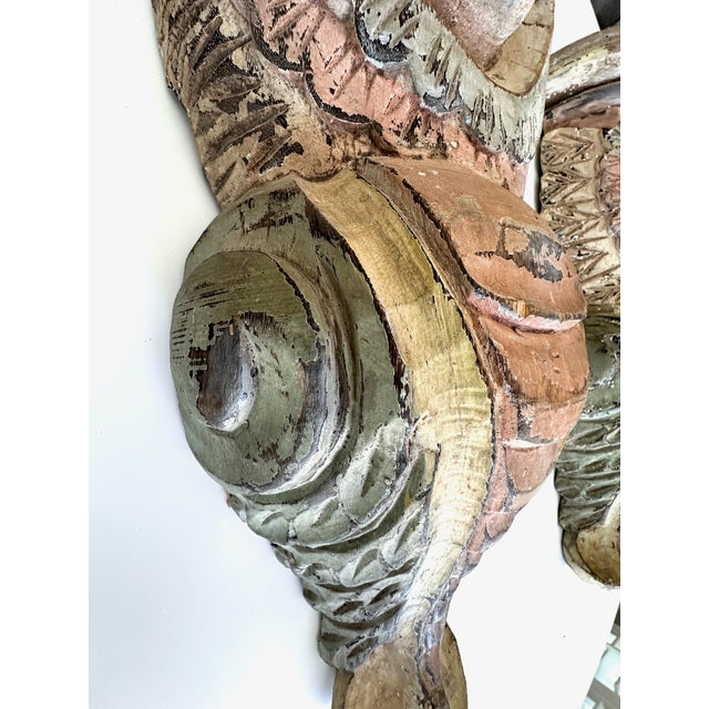 Pair Spanish Colonial Wood Polychrome Cherub Corbel Wall Brackets For Sale - Image 14 of 17