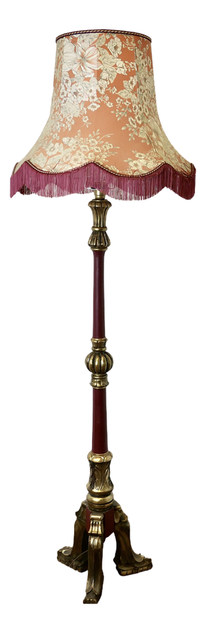 Carved Gilt and Painted Baroque Floor Lamp, 1920s