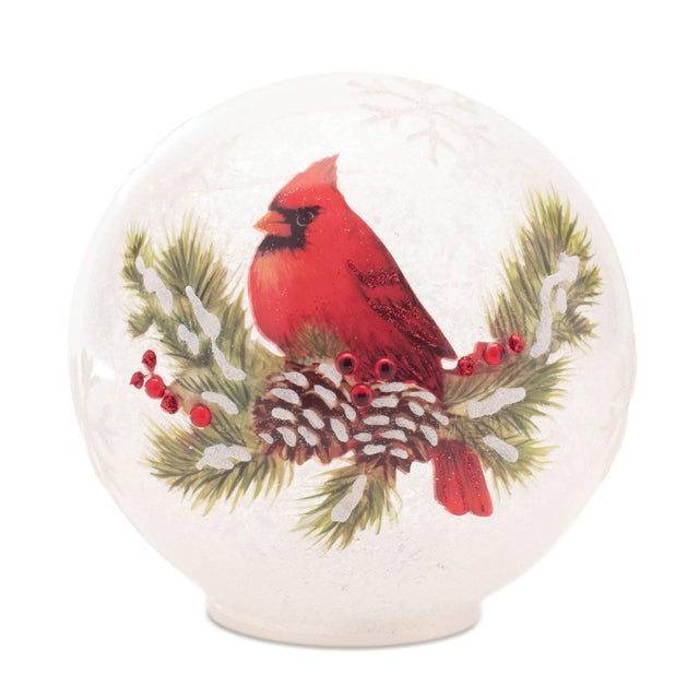 Kenneth Ludwig Chicago LED Cardinal Pine Globe (Set of 2) For Sale - Image 4 of 5