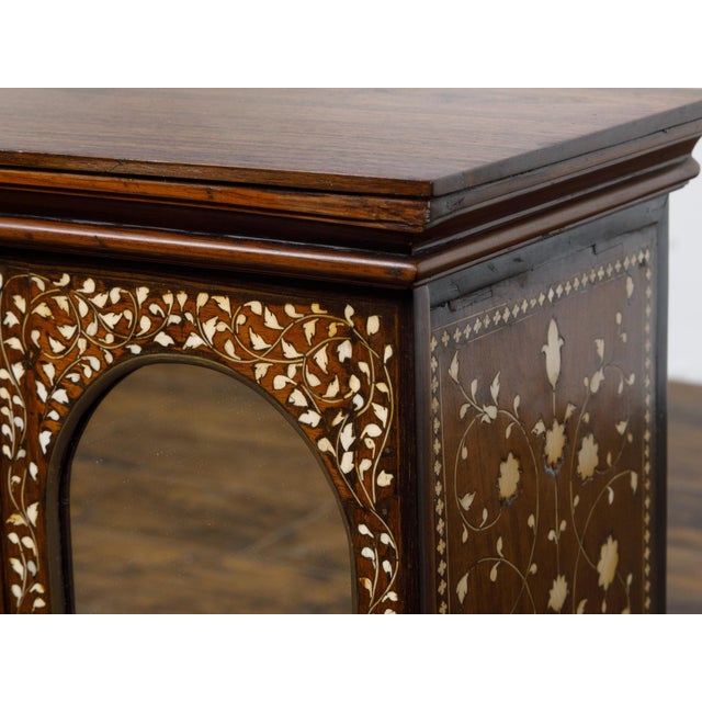 English 19th Century Miniature Cabinet with Scrollwork Inlay and Inner Drawers For Sale - Image 4 of 12