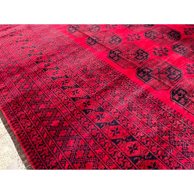 Textile Vintage Afghan Turkmen Ersari Bokhara Oversize Rug - 12'2" X 10'4" For Sale - Image 7 of 14