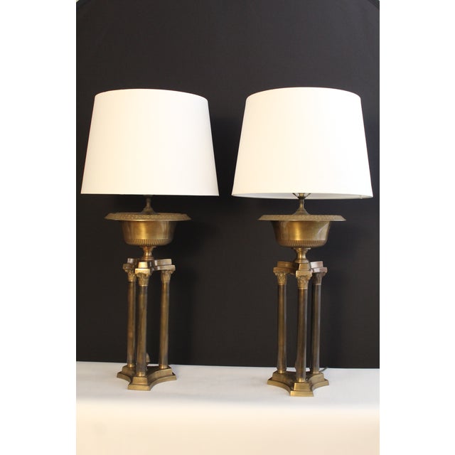 1920s Empire Corinthian Versace styleTable Lamps - a Pair For Sale - Image 10 of 11
