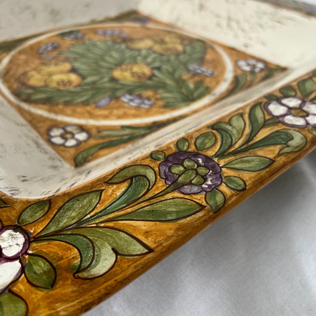 Ceramic Italian Hand Painted Square Ceramic Wall Plate For Sale - Image 7 of 12