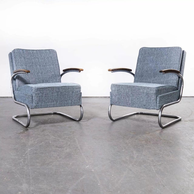 Mart Stam Blue Fleck Armchair by Mart Stam for Mucke Melder, 1930s For Sale - Image 4 of 18