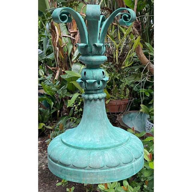 Exquisite 19th-Century Salvage Solid Copper Chandelier / Ceiling Light Fixture For Sale - Image 4 of 14