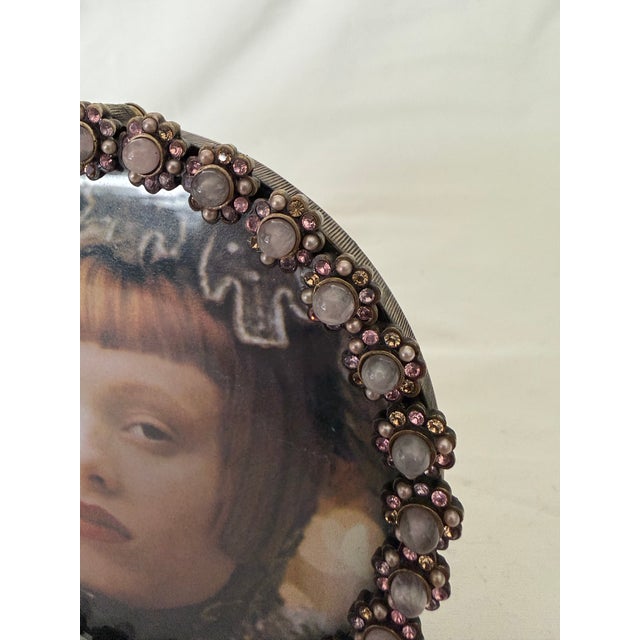 2000 - 2009 Small Round Jay Strongwater Frame With Rose Quartz For Sale - Image 5 of 10