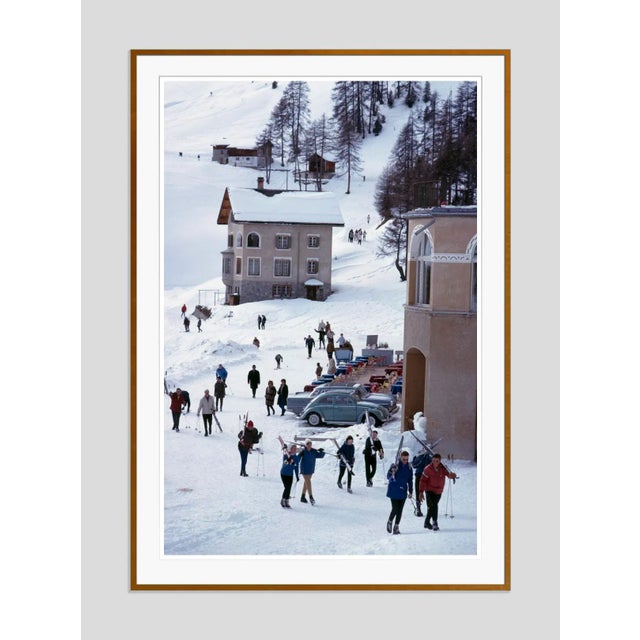 Modern Skiers in St. Moritz 1963 by Slim Aarons Framed C-Print Photograph For Sale - Image 3 of 3