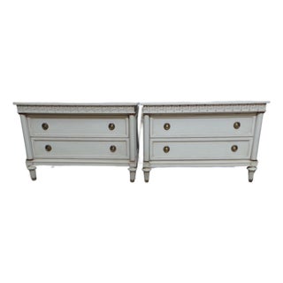 Gustavian Style Unique Greek Key 2 Drawer Chest of Drawers For Sale