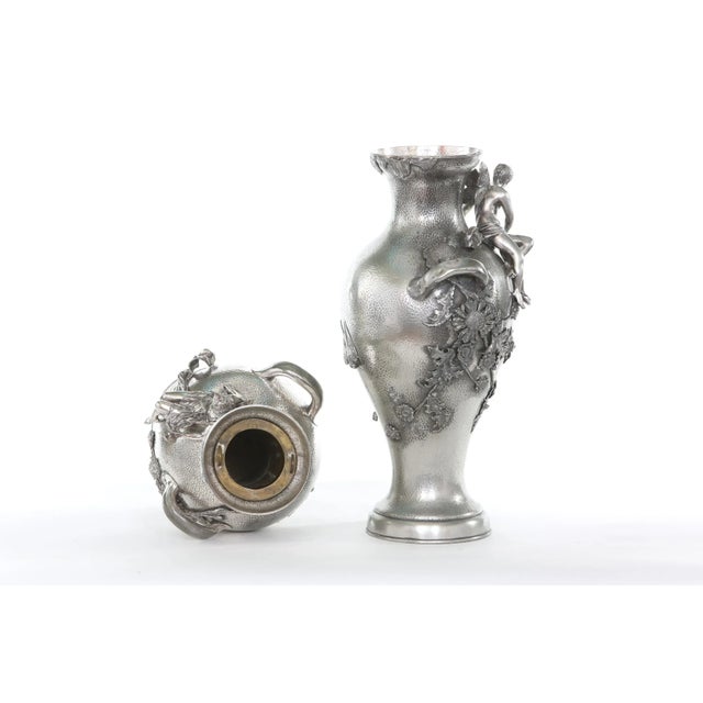 Late 19th Century Silver Plated Pair Vases / Urns For Sale In New York - Image 6 of 13