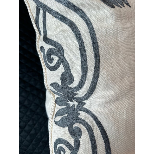 Set of 3 Pillows. Two Oversized Ankasa Embroidered Euro Pillows With 1 Coordinating Lumbar – For Sale - Image 11 of 12