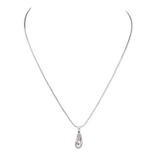 14k White Gold Flip Flop Diamond Pendant Necklace For Sale