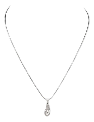 14k White Gold Flip Flop Diamond Pendant Necklace