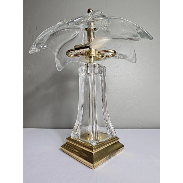 1960s Vintage 1960s Crystal Cofrac Art Verrier Brass French Table Lamp For Sale - Image 5 of 12