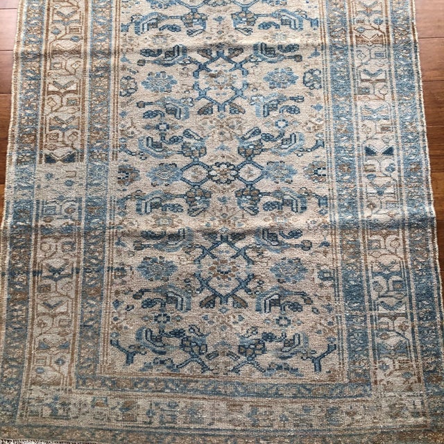 Antique Persian Malayer Rug | Sky Blue Allover Floral Design | 3'6" X 6'4" For Sale In Houston - Image 6 of 7