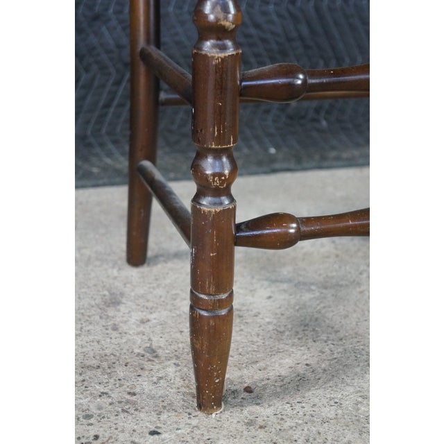 4 Mid 20th Century French Country Shaker Style Oak Ladderback Dining Chairs Rush Seat Farmhouse For Sale - Image 10 of 18