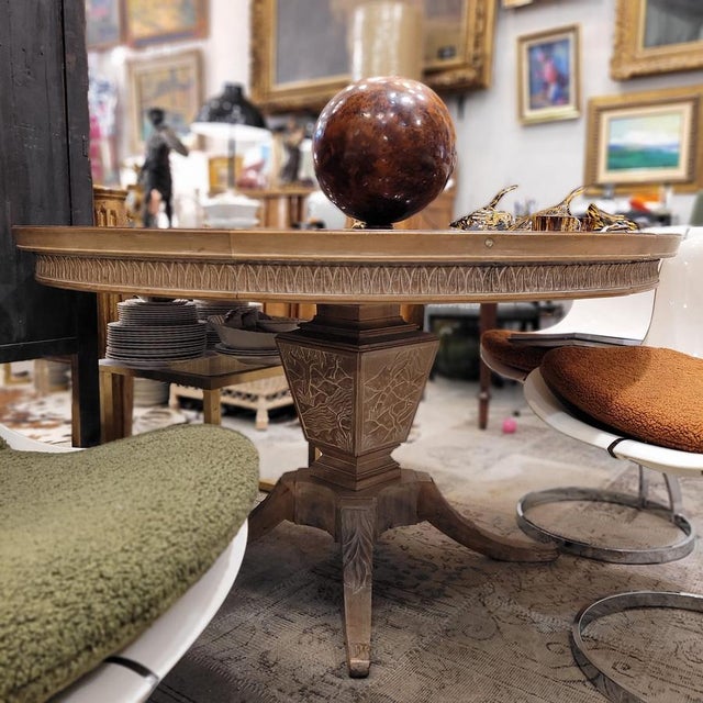 1970s Mid-Century Carved Oak Dining Table after Rafael García Nicolau, Spain, 1970s For Sale - Image 5 of 18