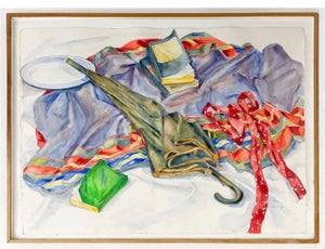 Polly Kraft, American Woman Artist Society Doyenne Polly Kraft Large Watercolor Painting, 1984