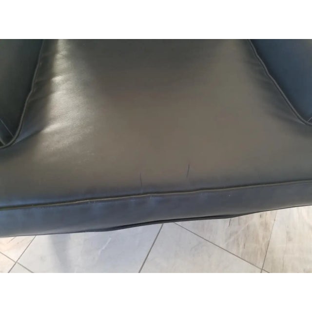 Classic 1950s Heritage Black Faux Leather Lounge Chair Edward Wormley for Dunbar Furniture Era Faux leather that really...