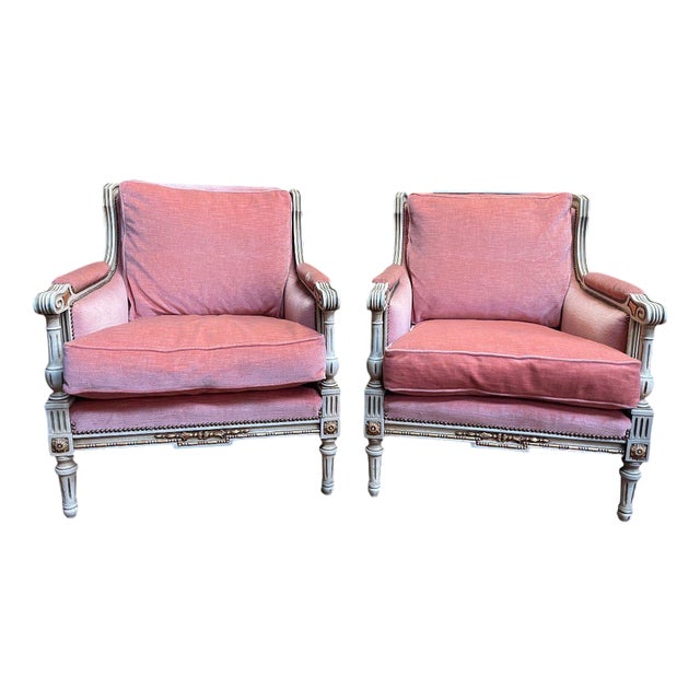 Set of Louis Xvi Style Bergères Armchairs For Sale