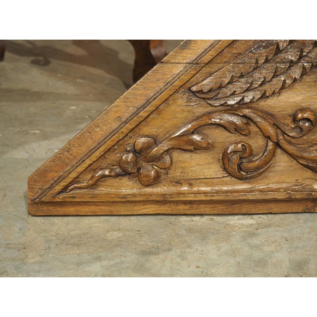 18th Century French Carved Oak Overdoor Pediment With Winged Cherub For Sale - Image 4 of 18